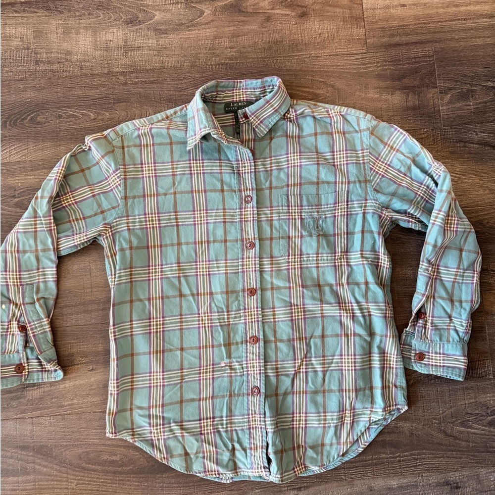 Ralph Lauren Green Plaid Button Down Shirt